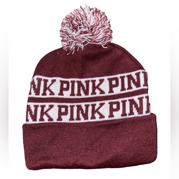 PINK Victoria's Secret Accessories - Pink by Victoria’s Secret Burgundy Beanie‎